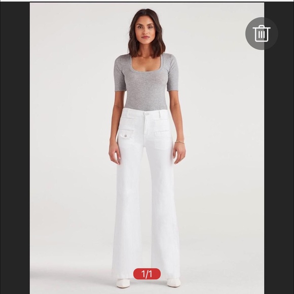 7 For All Mankind Crisp White Wide Leg Jeans - Picture 1 of 3